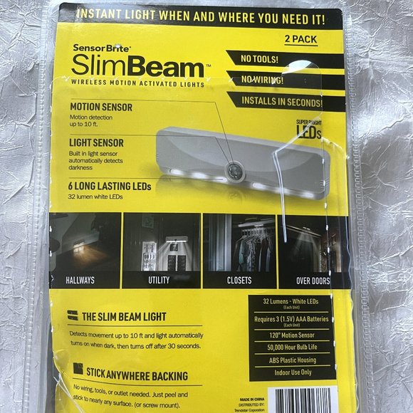 NIB SensorBrite Slim Beam "As Seen On TV" Wireless Motion Sensor LED Light x2 - Picture 2 of 4